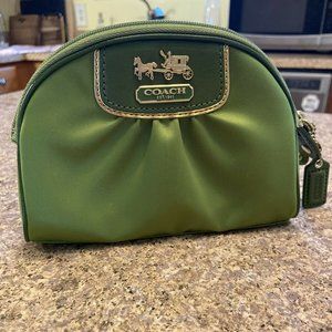 COACH Monogram Green Satin Pouch Cosmetic Bag